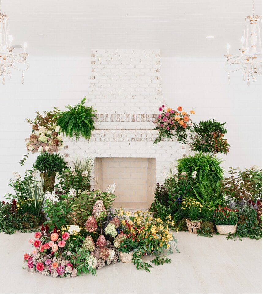 Editorial wedding ceremony floral design